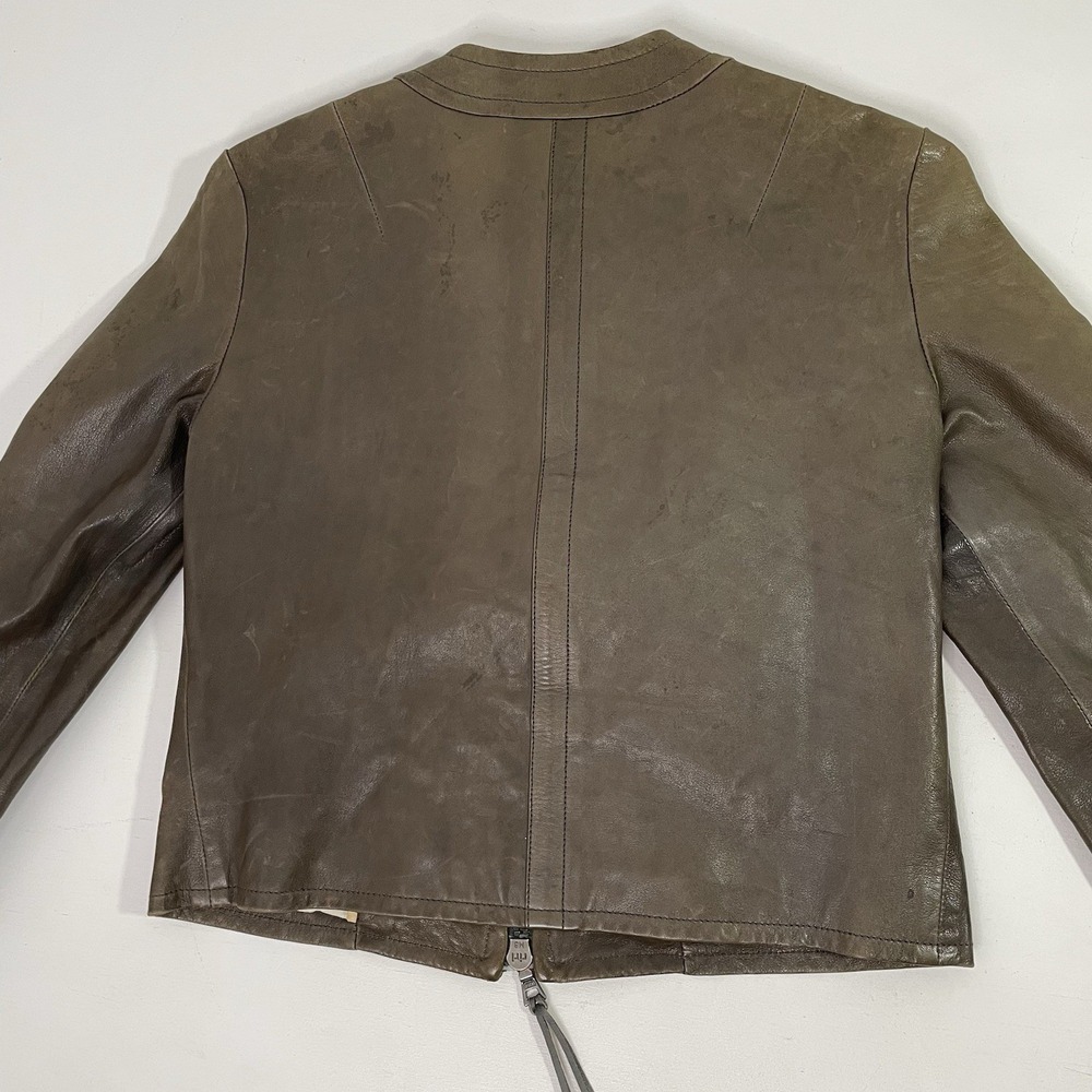 Coach Brown Leather Mid Jacket Womens Size 2 Distressed Zippers Made in Turkey - Picture 14 of 16
